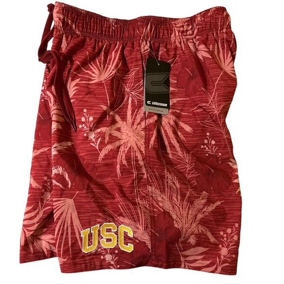 New USC Trojans Southern Califonia Men's Large Swim Shorts Red Colosseum